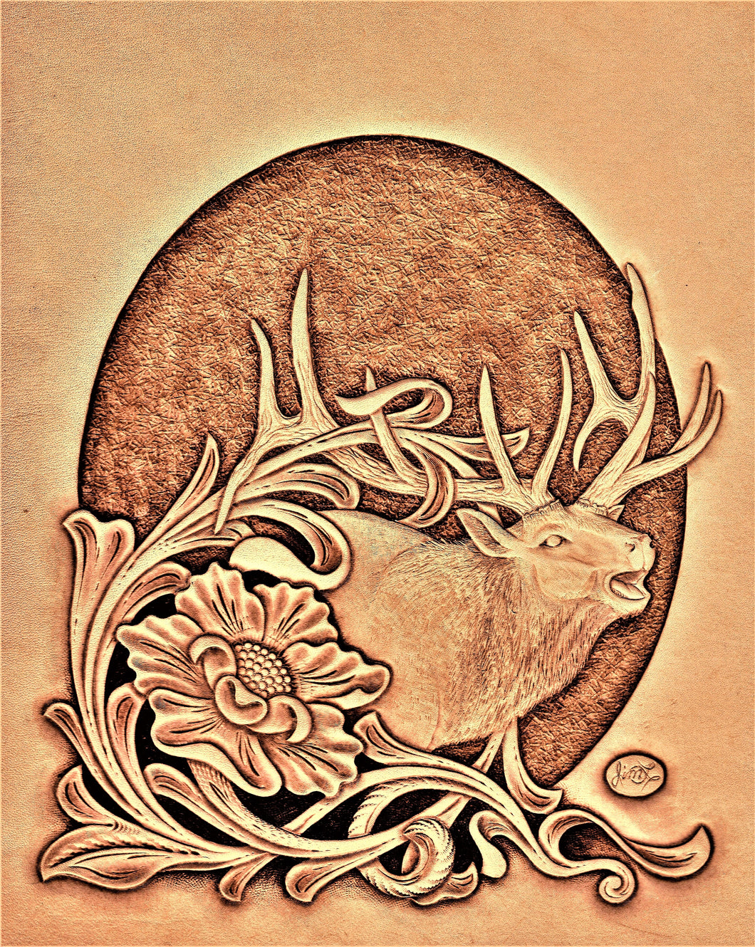 Elk & Floral Carving Pattern