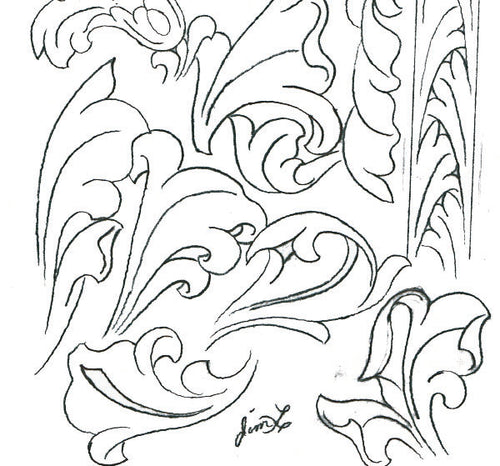 Corner Acanthus Scroll -   Leather tooling patterns, Leather tooling,  Leather working patterns