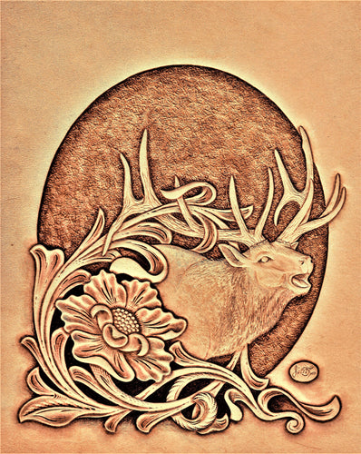 Elk & Floral Carving Pattern