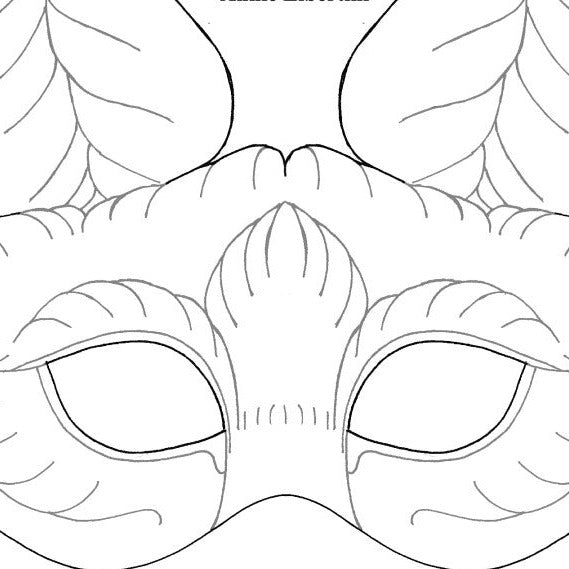 Kitsune fox mask template, tutorial + worksheet