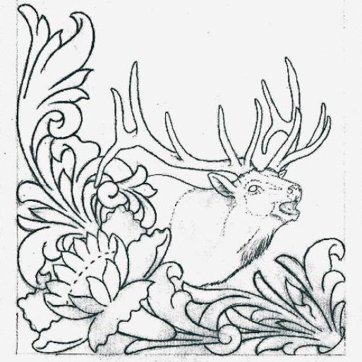 Free Leathercraft Pattern for Figure Carving the Rocky Mountain Elk Pattern