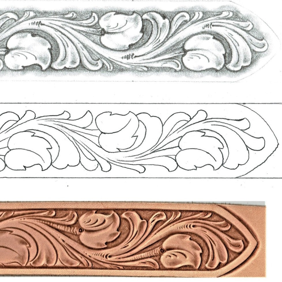 3x Leather Belt Tooling Patterns / Carving Pattern / Stencil