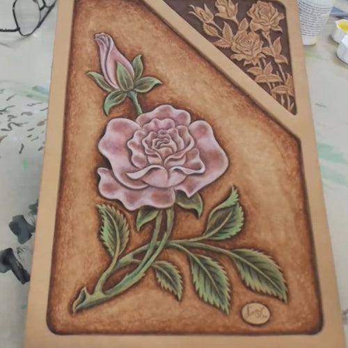 Coloring Leather Rose Carvings