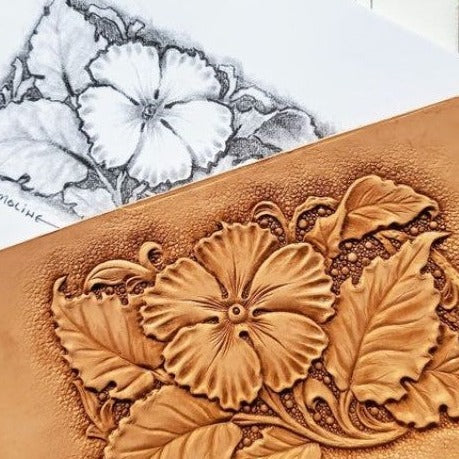 Chocolate Vintage Western Floral Pu Leather Fabric / Sold By The